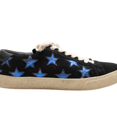 Black & Blue Saint Laurent Suede Star Sneakers Size 38 - Designer Revival