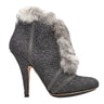 Silver & Grey Christian Dior Fur-Trimmed Heeled Booties Size 38.5 - Designer Revival