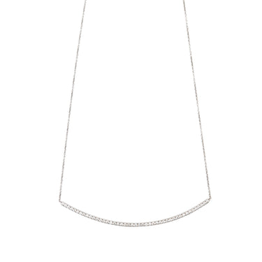 14K White Gold & Pave Diamond Bar Necklace - Designer Revival