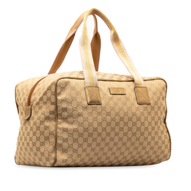Beige Gucci GG Canvas Web Carryall Travel Bag