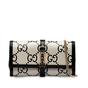 White Gucci GG Jackie 1961 Wallet On Chain Crossbody Bag
