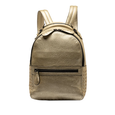 Gold Bottega Veneta Intrecciato Backpack - Designer Revival