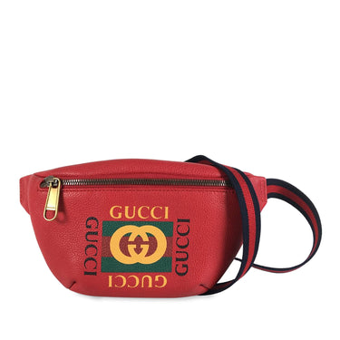 Red Gucci Logo Leather Belt Bag - Designer Revival
