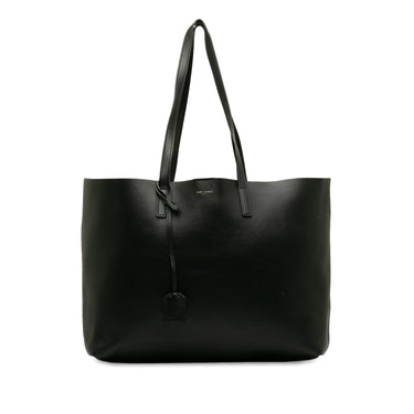 Black Saint Laurent Leather E/W Shopping Tote - Designer Revival