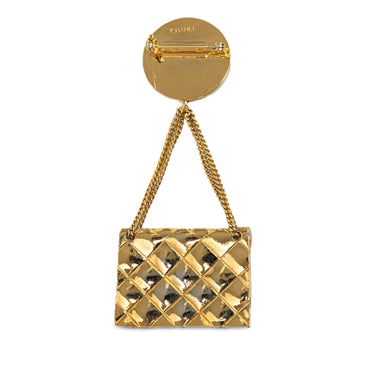 Gold Chanel CC Quilted Flap Bag Brooch