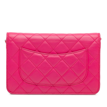 Pink Chanel CC Quilted Lambskin Wallet On Chain Crossbody Bag