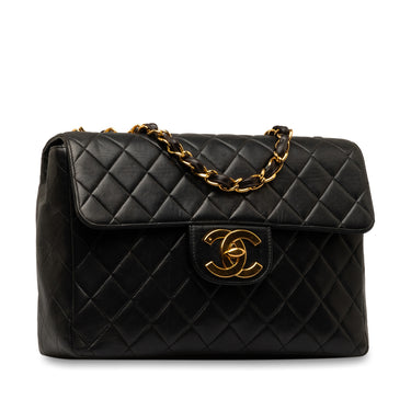 Black Chanel Jumbo XL Classic Lambskin Single Flap Shoulder Bag