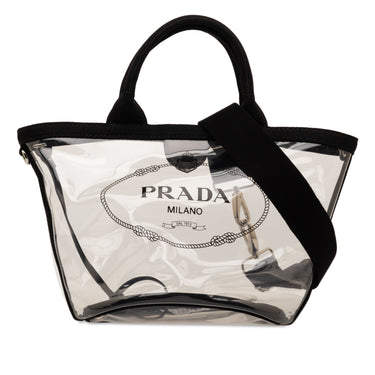 Black Prada Canapa Trimmed Plex Logo Tote Satchel - Designer Revival