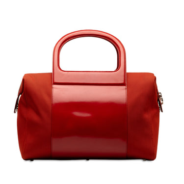 Red Ferragamo Patent and Canvas Gancio Doctors Bag Satchel - Designer Revival