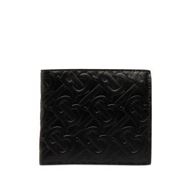 Black Burberry TB Embossed Leather Bifold Wallet - Designer Revival