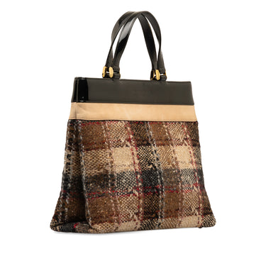 Brown Burberry Plaid Wool Handbag - Designer Revival