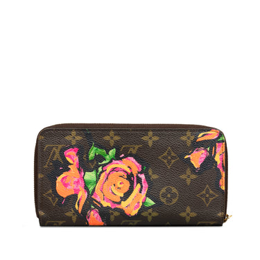 Brown Louis Vuitton Monogram Roses Zippy Wallet - Designer Revival