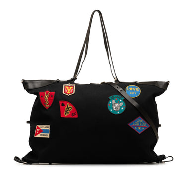 Black Saint Laurent Canvas ID Convertible Patches Travel Bag