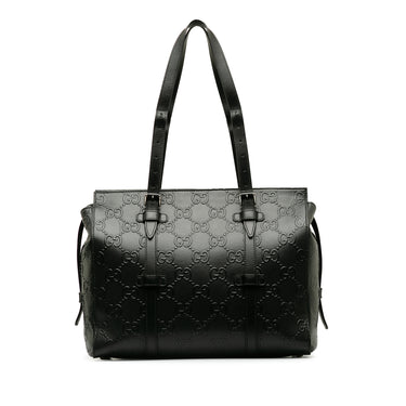 Black Gucci GG Embossed Tote Bag - Designer Revival