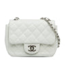 White Chanel Mini Classic Caviar Square Single Flap Crossbody Bag - Designer Revival