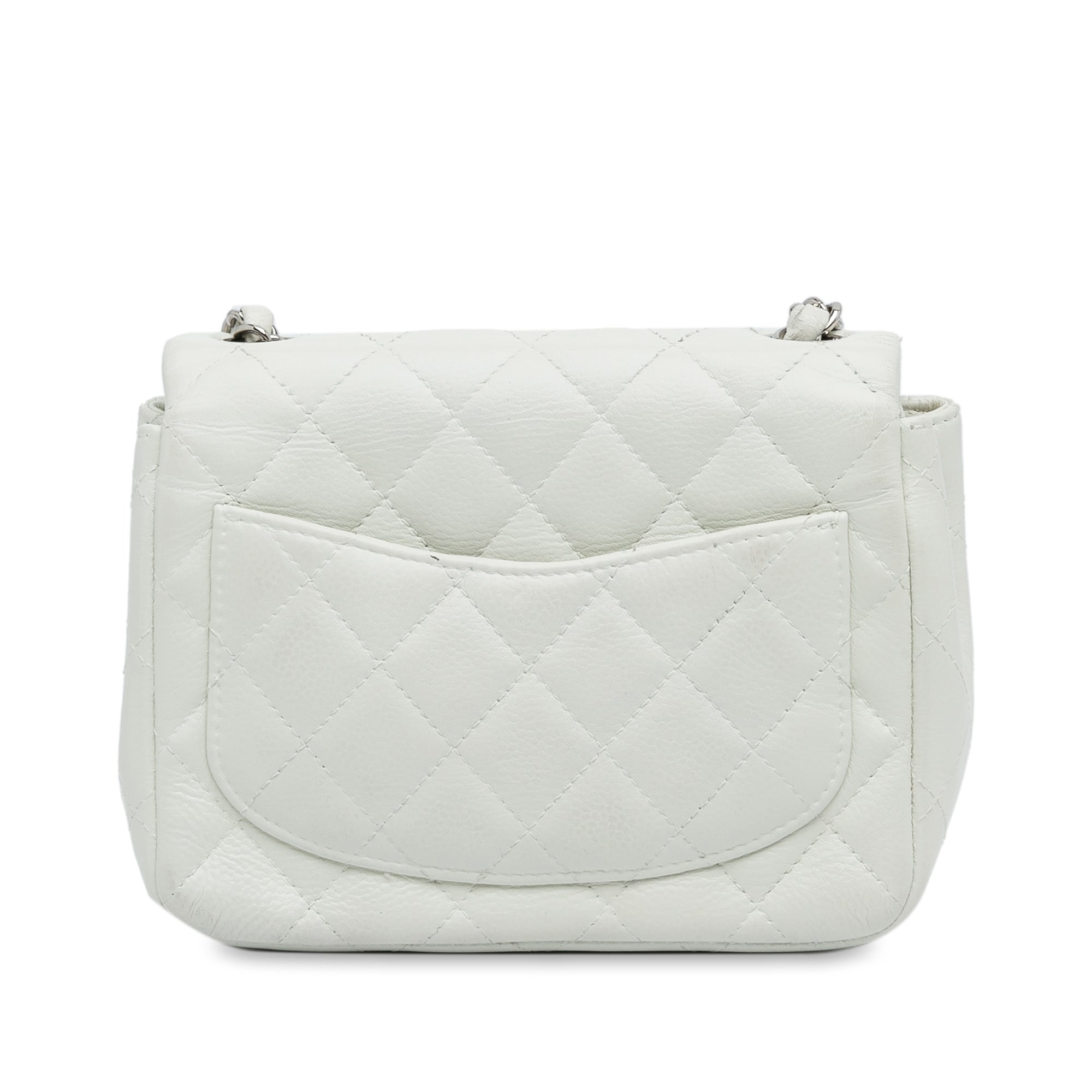 ★Coolなwhite★CHANEL ボックスバッグ White Chanel Mini Square Classic Caviar Single Flap