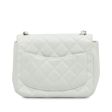 White Chanel Mini Classic Caviar Square Single Flap Crossbody Bag