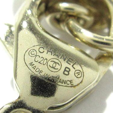 Silver Chanel CC Rhinestones Pendant Necklace