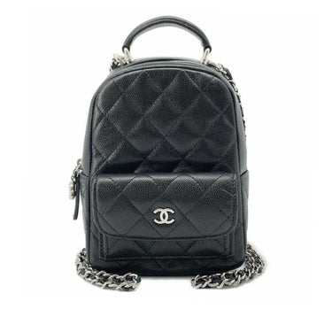 Black Chanel Mini CC Quilted Caviar Leather Backpack