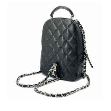 Black Chanel Mini CC Quilted Caviar Leather Backpack