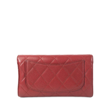 Red Chanel CC Caviar Trifold Wallet - Designer Revival