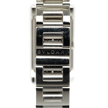 Silver Bvlgari Quartz Stainless Steel Rettangolo Watch - Designer Revival