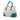 Blue Prada Medium Saffiano Cuir Trimmed Canvas Double Satchel