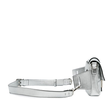 Silver Fendi Prints On Zucca Embossed Convertible Baguette Belt Bag - Designer Revival
