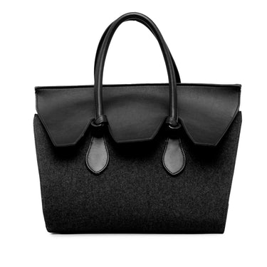 Gray Celine Felt and Leather Tie Knot Tote