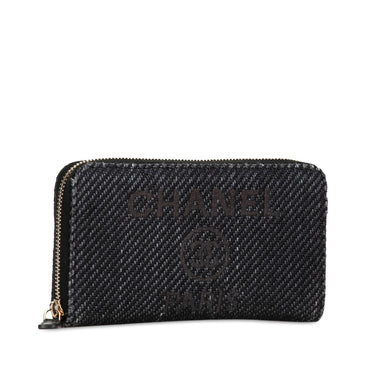 Blue Chanel Tweed Deauville Zip Wallet