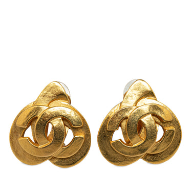 Gold Chanel CC Heart Clip On Earrings - Designer Revival