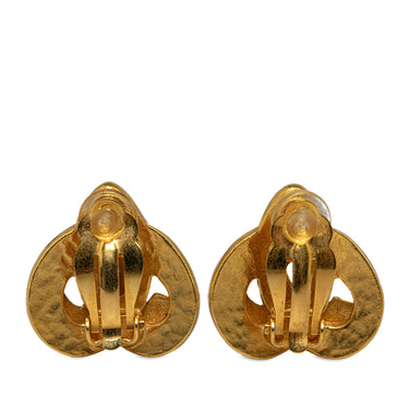 Gold Chanel CC Heart Clip On Earrings - Designer Revival