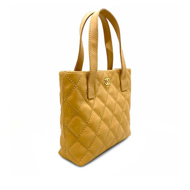 Yellow Chanel CC Wild Stitch Lambskin Handbag - Designer Revival