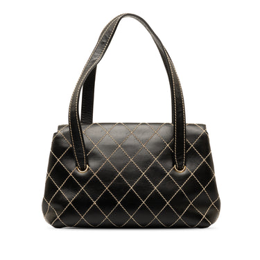 Black Chanel CC Wild Stitch Lambskin Shoulder Bag