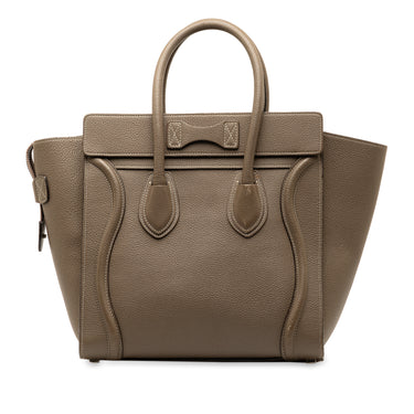 Taupe Celine Micro Luggage Tote Handbag - Designer Revival