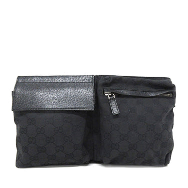 Black Gucci GG Canvas Double Pocket Belt Bag - Designer Revival