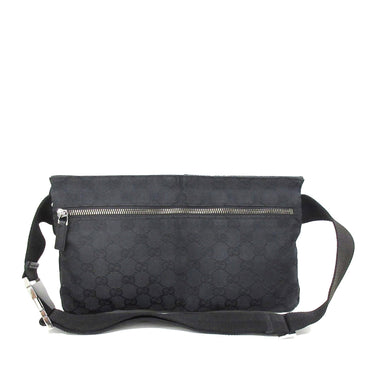Black Gucci GG Canvas Double Pocket Belt Bag - Designer Revival