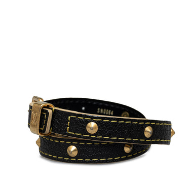 Black Louis Vuitton Studded Suhali Double Wrap Bracelet - Designer Revival