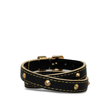Black Louis Vuitton Studded Suhali Double Wrap Bracelet - Designer Revival