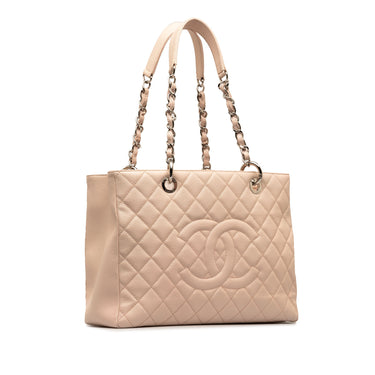 Beige Chanel Caviar Grand Shopping Tote - Atelier-lumieresShops Revival