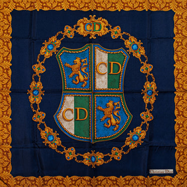 Blue Dior CD Logo Silk Scarf Scarves - Designer Revival
