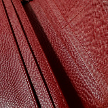 Red Prada Saffiano Lux Continental Wallet - Designer Revival