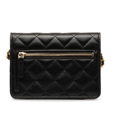Black Chanel Lambskin Romance Wallet On Chain Crossbody Bag - Designer Revival