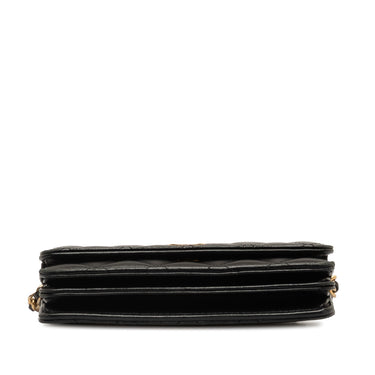 Black Chanel Lambskin Romance Wallet On Chain Crossbody Bag - Designer Revival