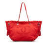 Red Chanel Large Double Face Shopping Tote Satchel - Designer Revival