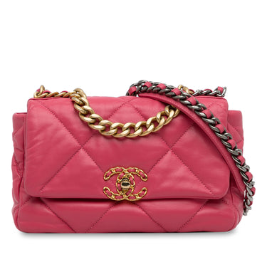 Pink Chanel Medium Lambskin 19 Flap Bag Satchel