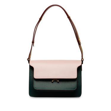Green Marni Tricolor Leather Trunk Shoulder Bag - Designer Revival