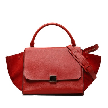 Red Celine Medium Trapeze Bag Satchel - Designer Revival