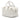 White Fendi Zucca Embossed Nappa FF 1974 Bauletto Piccolo Bag Satchel - Designer Revival