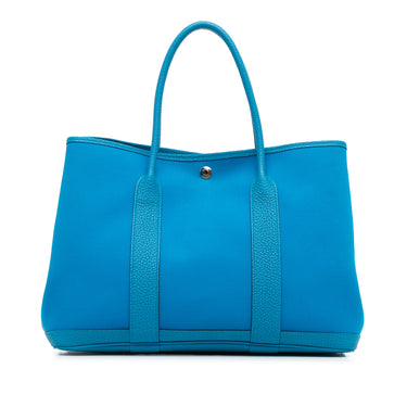 Blue Hermès Toile Garden Party 36 Tote Bag